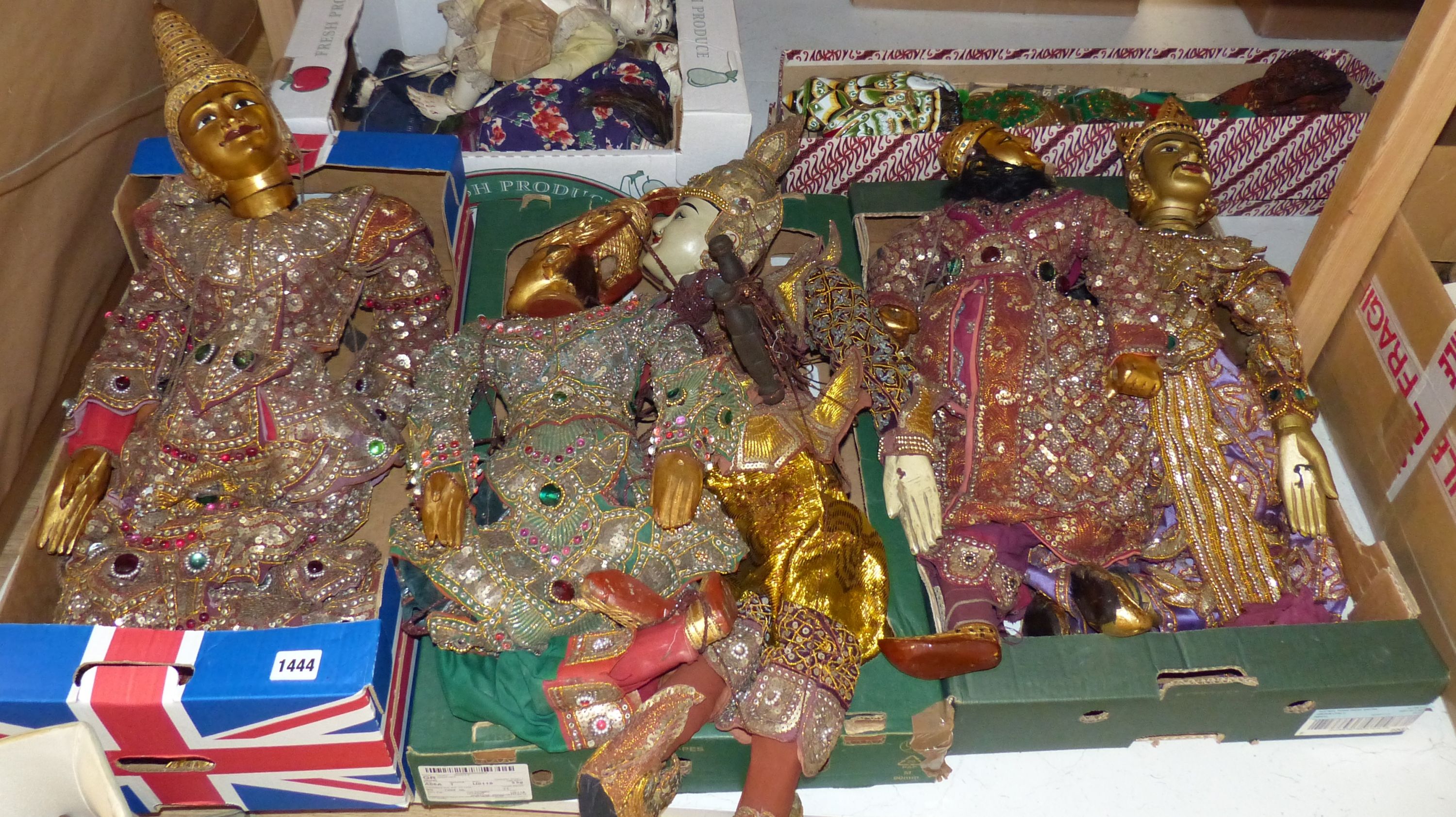 A quantity of Indonesian marionettes